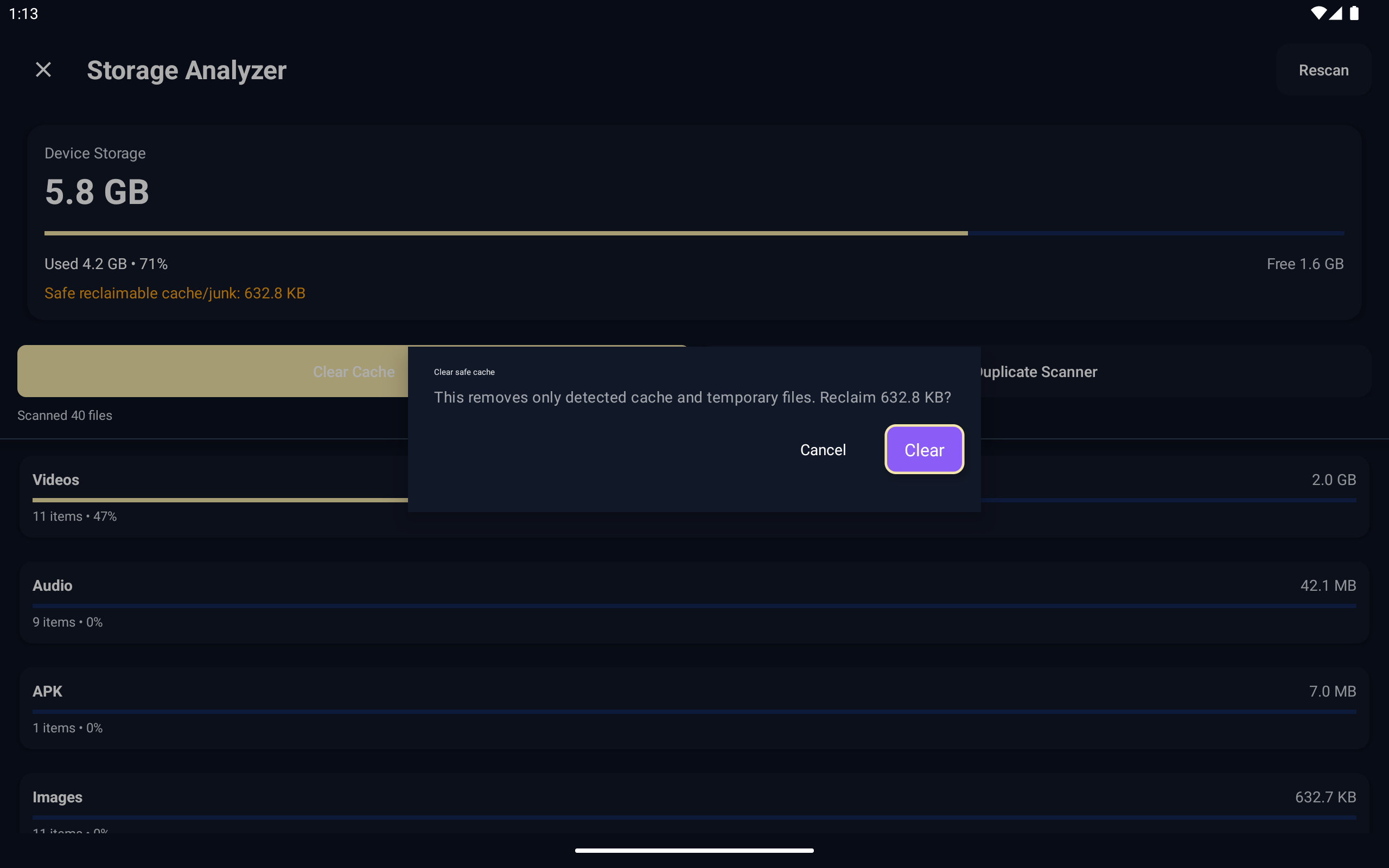 Orvexa Files options menu