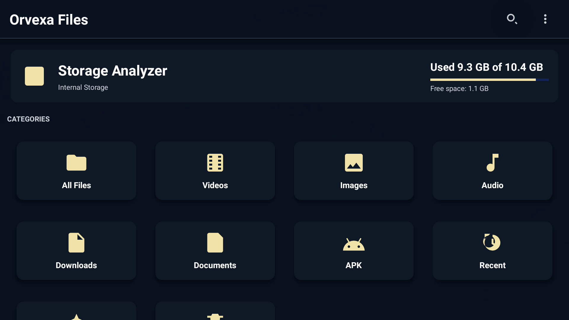 Orvexa Files Pro home screen