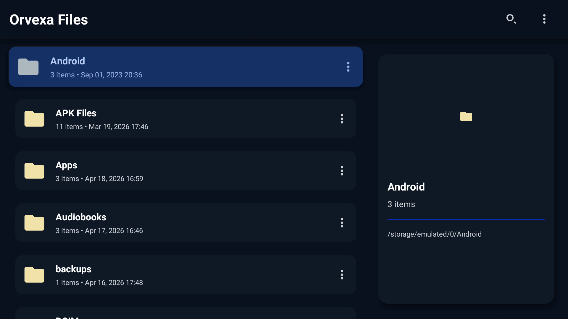 Orvexa Files Pro browsing view