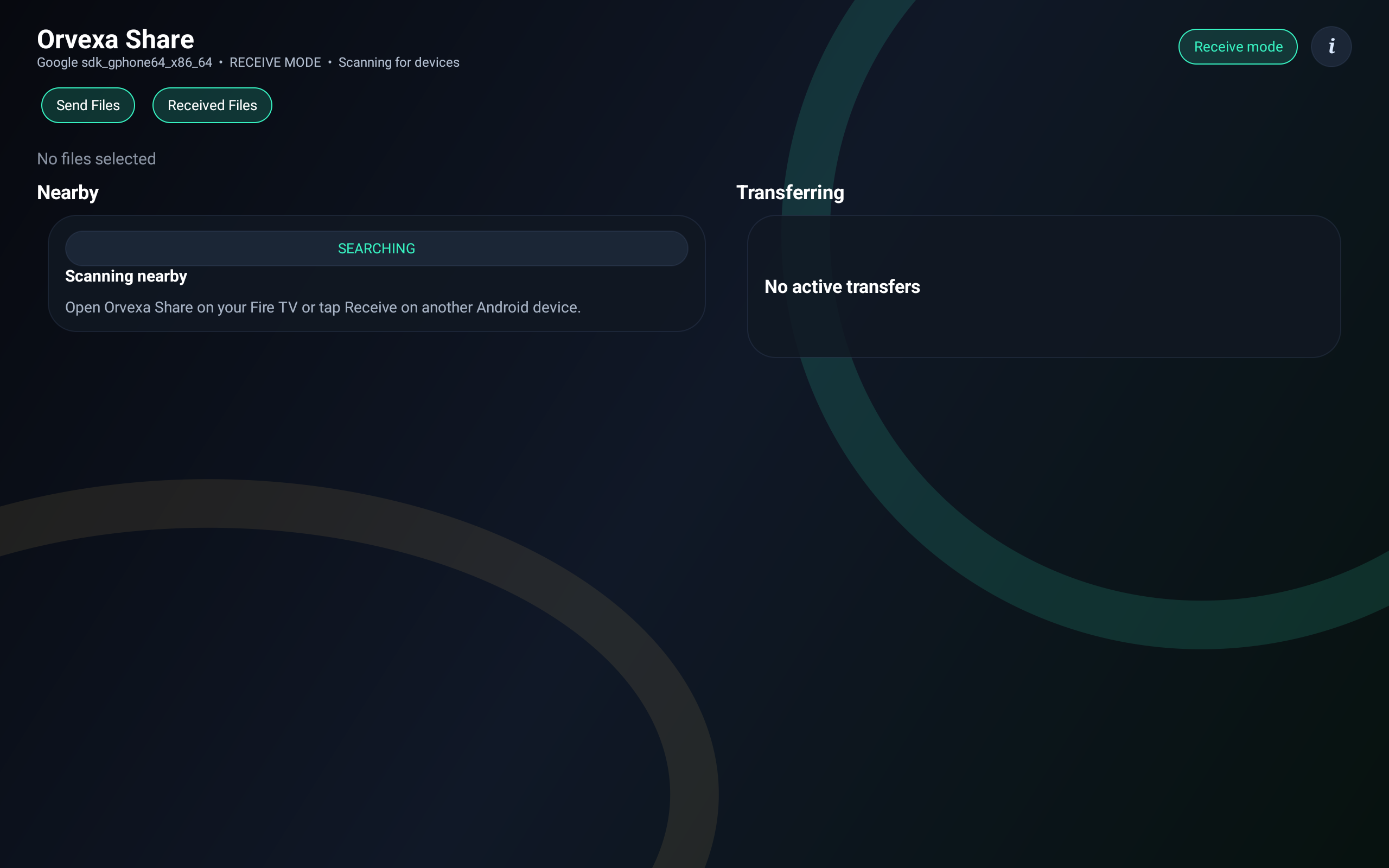 Orvexa Share home screen
