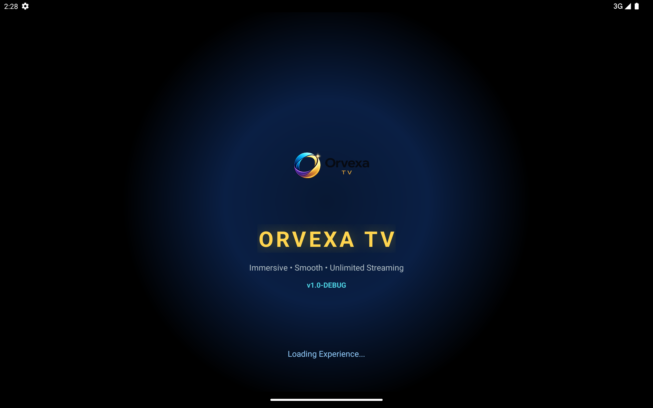 Orvexa TV home screen with playlist selection